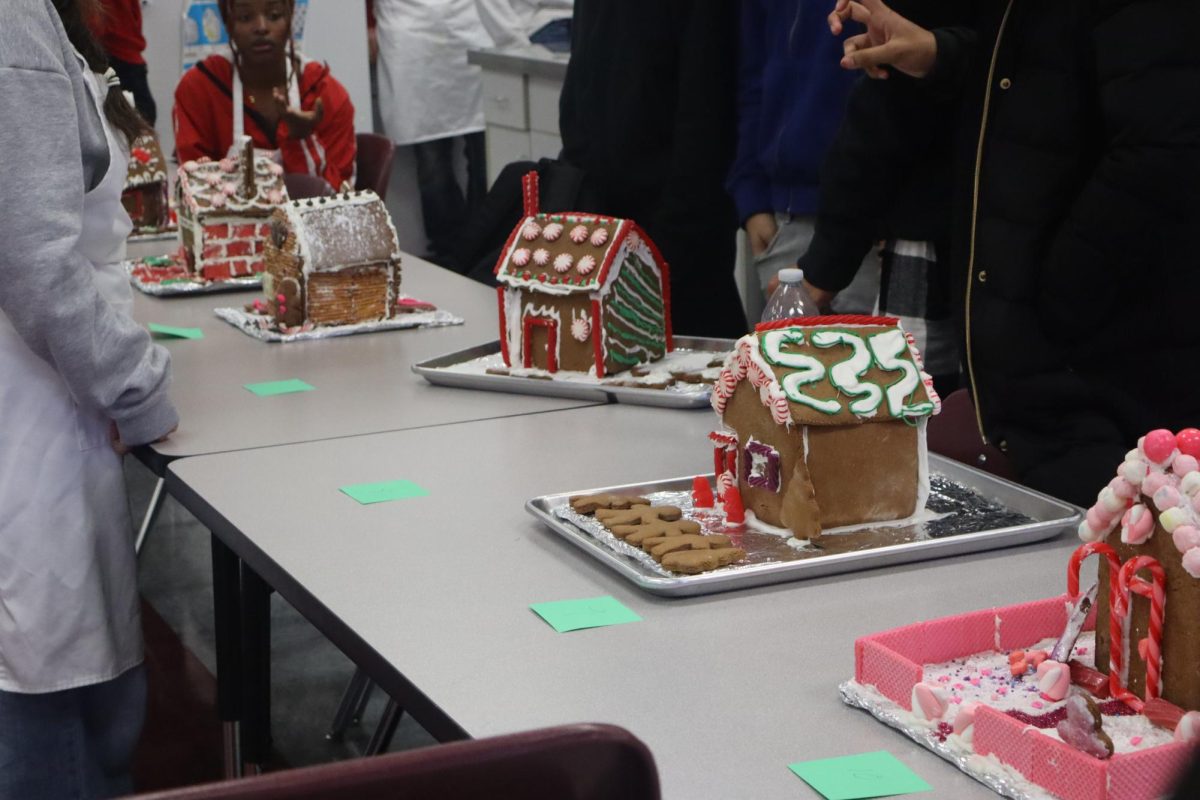 Mrs. Waymans class Gingerbread competition houses, build over the course of the week. 